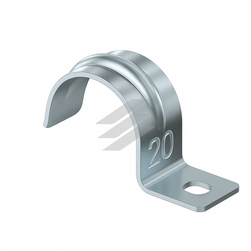 Скоба однолапкова для кріплення труб та металорукава ø20мм, Stilma